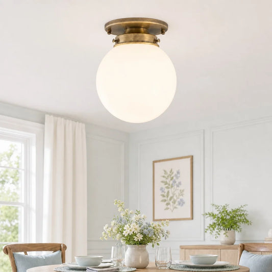 Kiora Modern Flush Mount Opal Glass Globe Ceiling Light