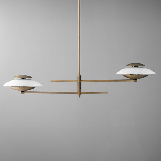 Charlie Retro Layered Disc Opal Glass Chandelier