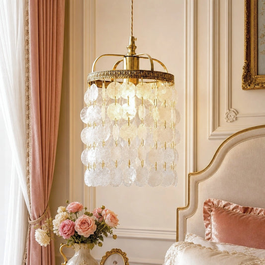 Ceyren Vintage Tiered Cylindrical Capiz Shell Pendant Light