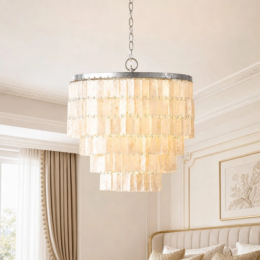 Zalwen Modern Layered Oblong Capiz Shell Pendant Light