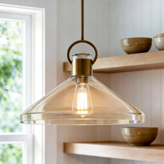Arion Modern Farmhouse Cone Clear Glass Pendant Light