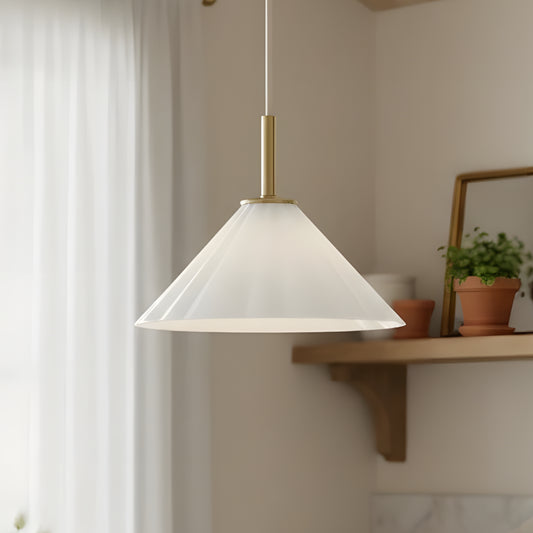 Lora Minimalist Glass Adjustable Tapered Pendant Light