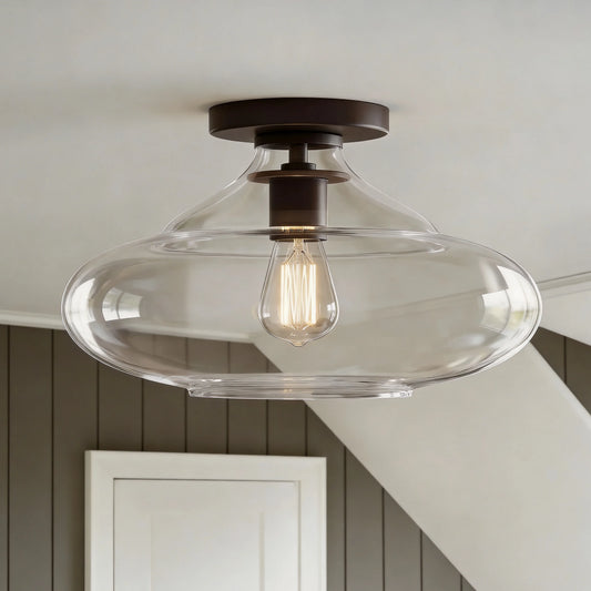 Modern Flush Mount Clear Glass Dome Ceiling Light