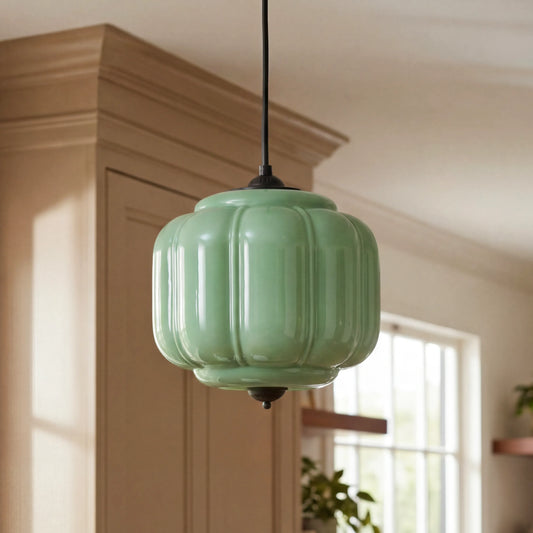 Eloise Vintage Cream Glass Oiled Brass Pendant Light