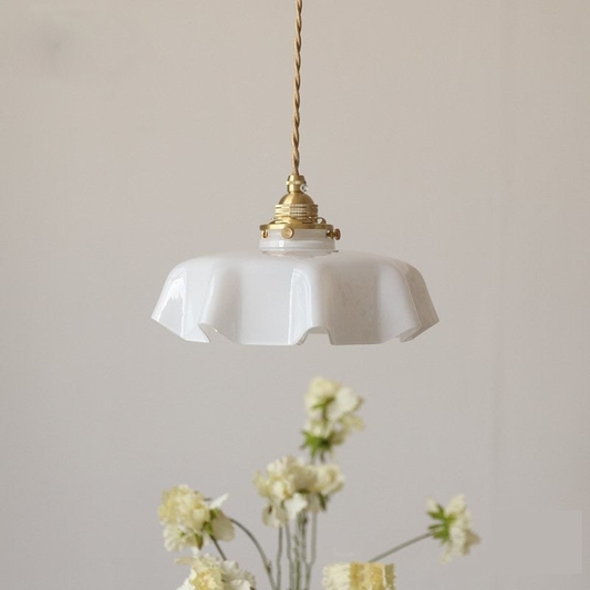 French Glass Floral Pendant Light