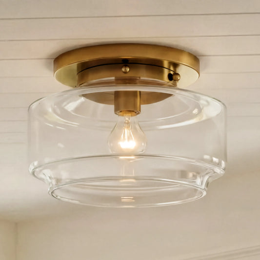 Lena Modern Brass Clear Glass Flush Mount Ceiling Light