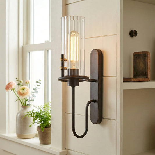 Xavier Retro Industrial Cylinder Glass Wall Lamp
