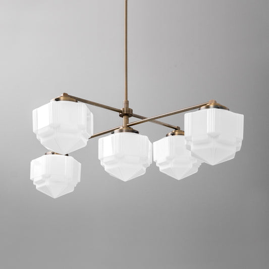 Okeith Vintage Angular Boxed Glass Metal Chandelier