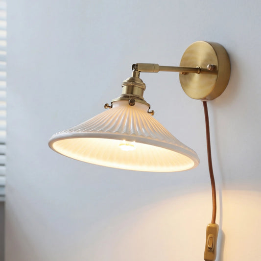 Soren Vintage Ceramic Glass Plug In Wall Sconce Light