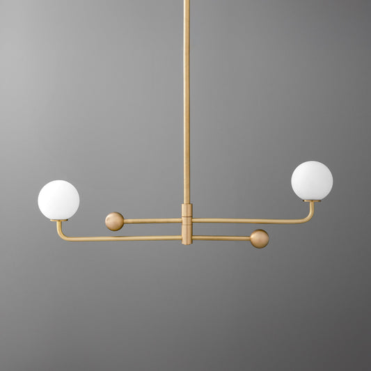 Giles Modern Brass Glass Linear Globe Chandelier