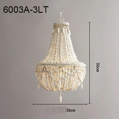 French Country Wood Bead Chandelier: 3/5 Lights Princess Decorative Hanging Fixture