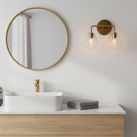 Celeste Modern Sculptural Geometric Brass Glass Wall Sconce