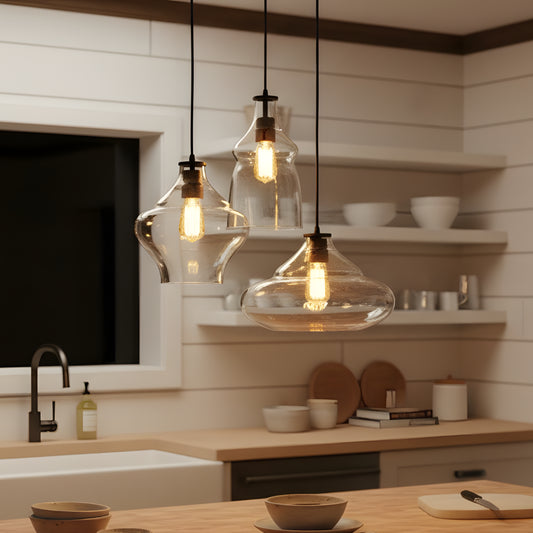 Modern 3-Light Cluster Glass Pendant Light