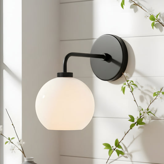 Ciara Modern Milk Glass Globe Wall Sconce