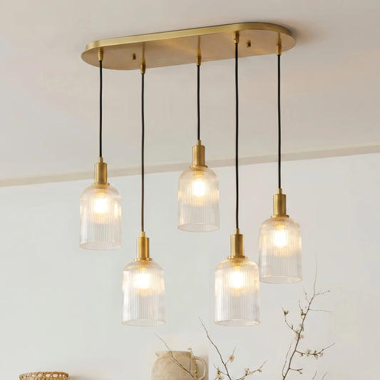 Vespera Industrial Modern Ribbed Glass Cluster Chandelier