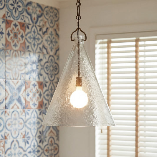 Nimbus Modern Oversized Seeded Glass Pendant Light