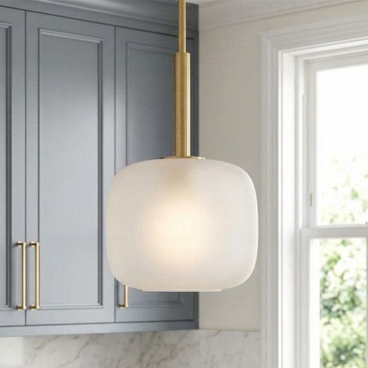 Milara Modern Brass Frosted Glass Pendant Light