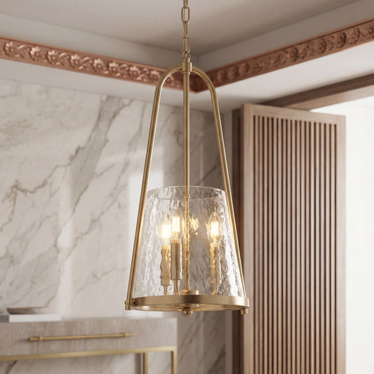 Ismena Industrial Flared Hammered Glass Pendant Light