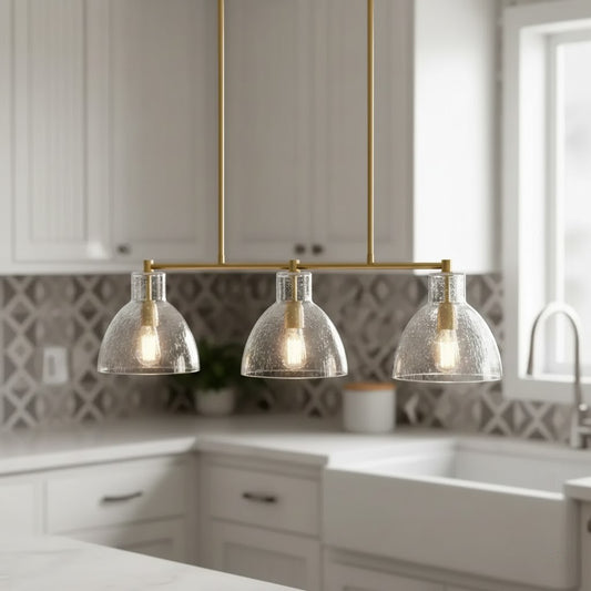 Gravyn Modern Minimalist 3-Light Linear Glass Pendant Lamp