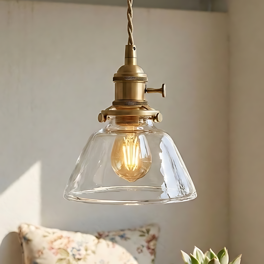 Porphyrion Mini Retro Brass Clear Glass Pendant Light