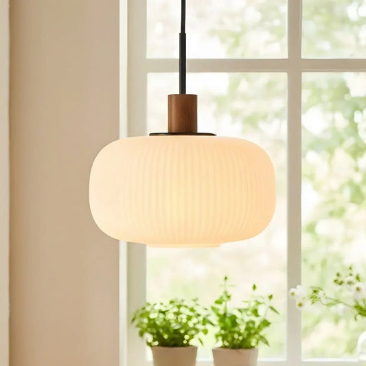 Kipp Scandinavian Frosted Ribbed Glass Pendant Light