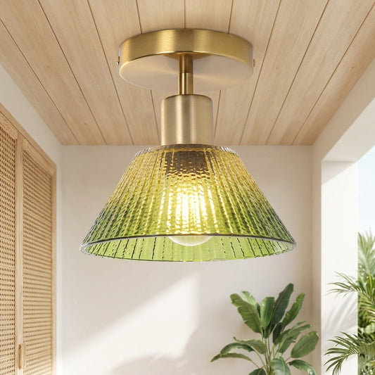 Lapis Vintage Green Glass Semi Flush Mount Ceiling Light