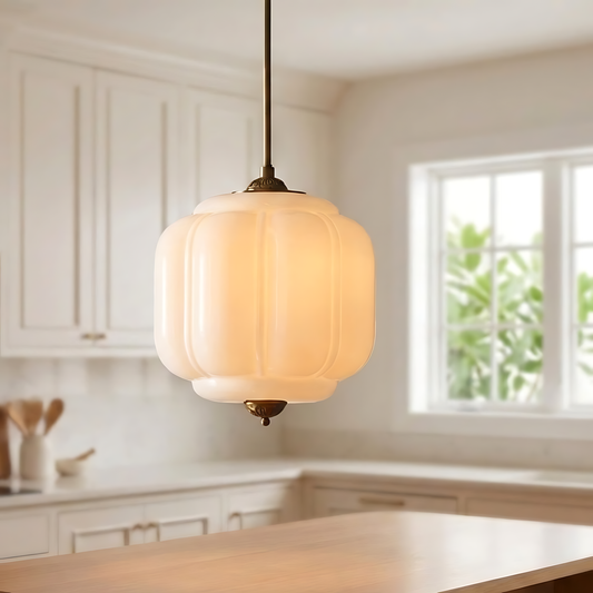 Eloise Vintage Cream Glass Oiled Brass Pendant Light