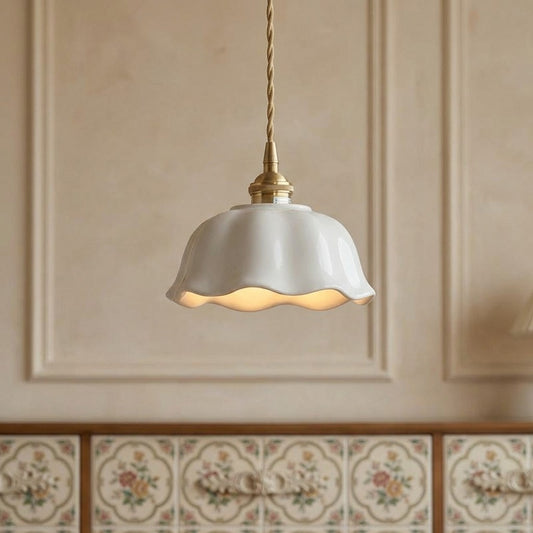 Flower Ceramic Brass Pendant Light - 108PL