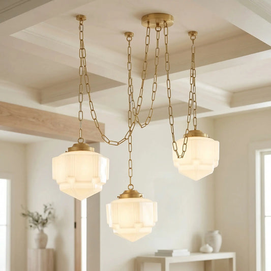 Pierrette Vintage Multi Chain Skyscraper Glass Chandelier