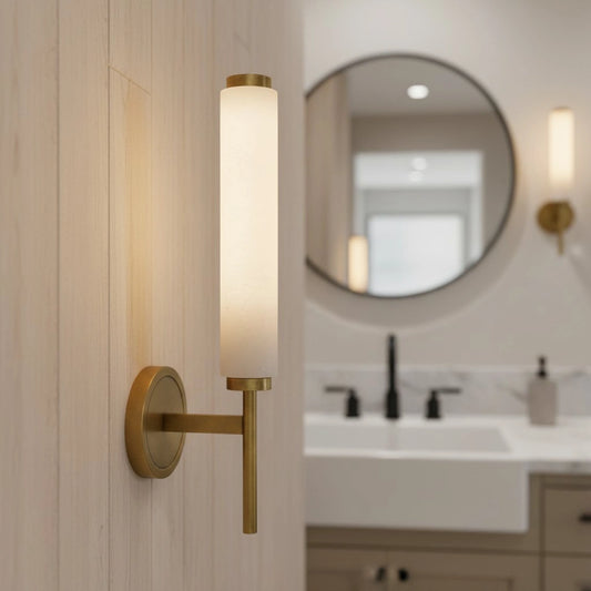 Zamira Minimalist Alabaster Cylinder Wall Sconce