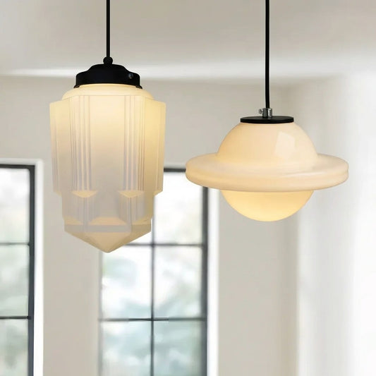 Zuna Vintage Art Deco Geometric Glass Pendant Light