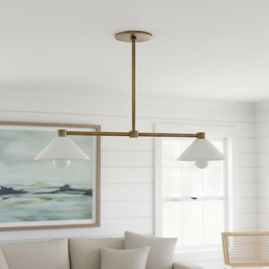 Mila Modern Dual-Pyramid Linear Metal Chandelier