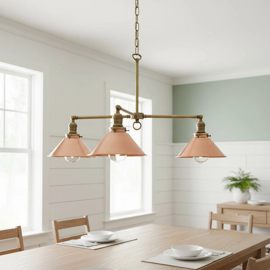 Mila Industrial Tri-Flare Chain Metal Chandelier
