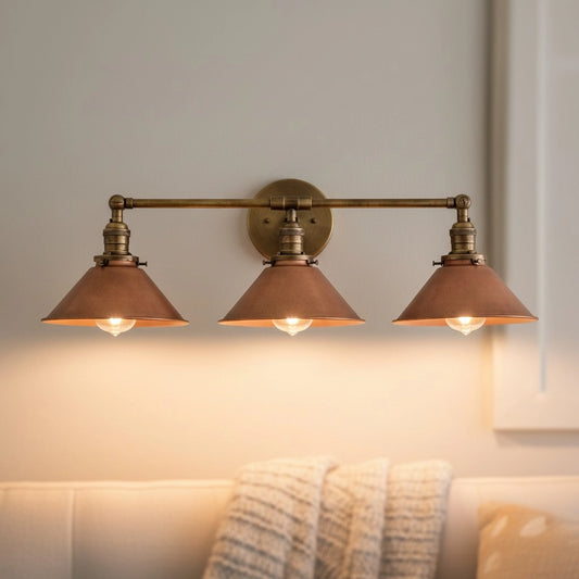 Mila Vintage Tri Head Copper Wall Light