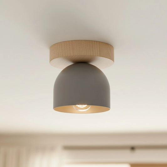 Metio Scandinavian Dome Shaped Wood Metal Ceiling Light
