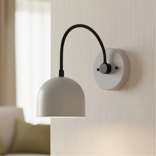 Metio Minimalist Curved Arm Bowl Metal Wall Light