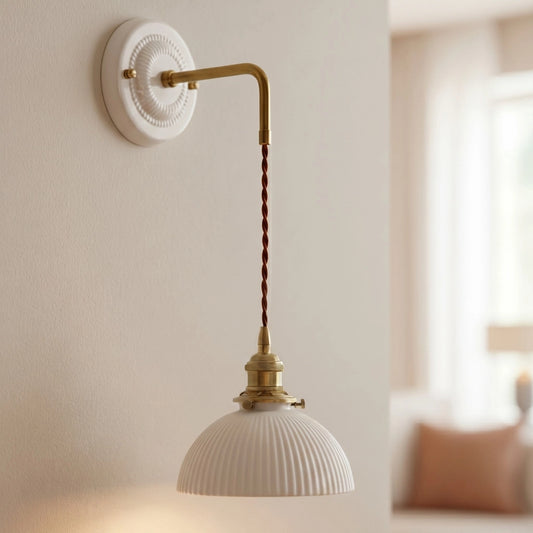 Avtej Nordic Ribbed Ceramic Wall Sconce