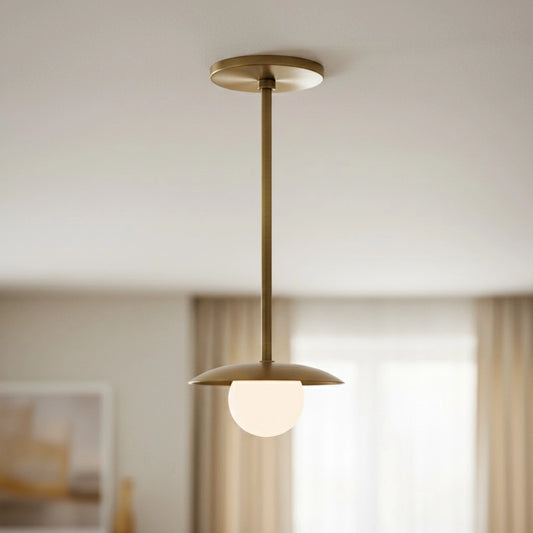 Nedra Modern Slender Stem Saucer Metal Pendant Light