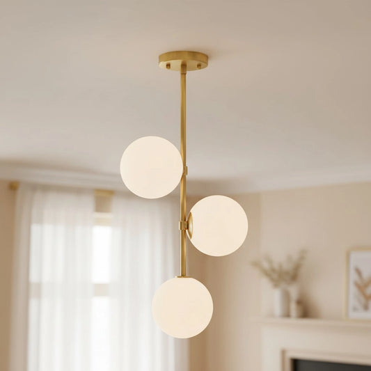 Quinto Modern Asymmetrical Triple Sphere Metal Chandelier