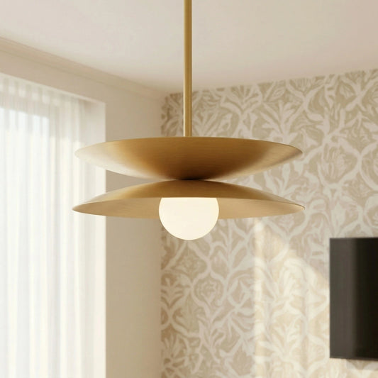 Willow Modern Double Disc Saucer Metal Pendant Light