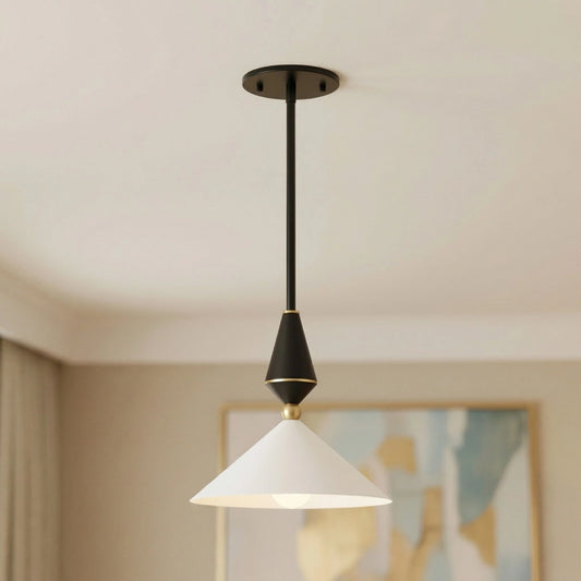 Bamma Minimalist Stem Flared Shade Metal Pendant Light