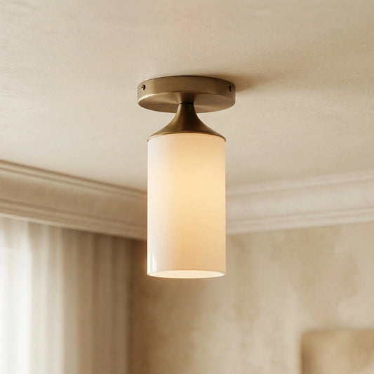 Eldona Modern Cylinder Glass Brass Ceiling Light