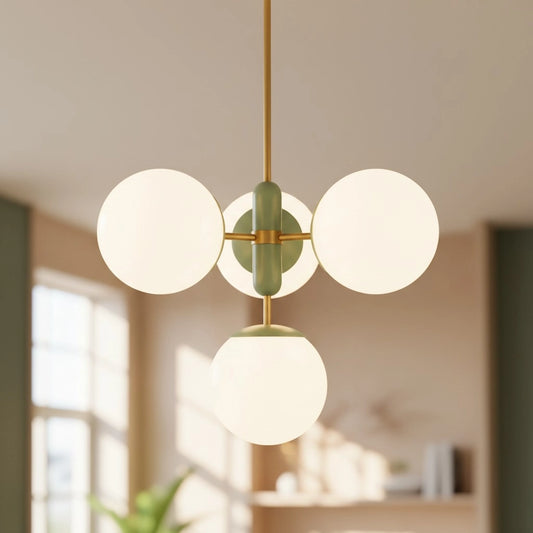 Lexander Modern Two Tone Sphere Branch Opal Glass Chandelier