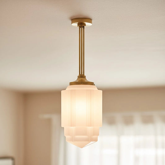 Quentin Modern Ribbed Column Tower Glass Pendant Light