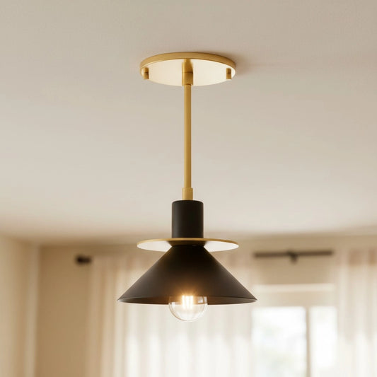 Yamil Contemporary Retro Disc Accent Aged Brass Pendant Light