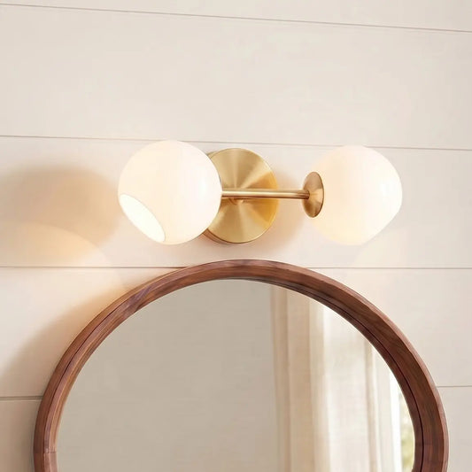 Avery Modern 2-Light Sculptural Globe Milky Glass Wall Sconce
