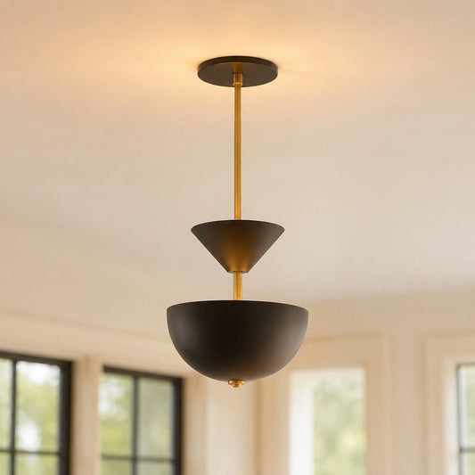 Kenelm Minimalist Stacked Geometric Brass Metal Pendant Light