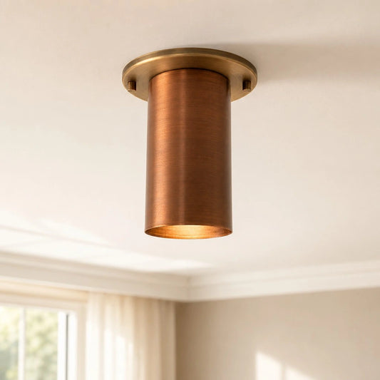 Phyllis Industrial Minimalist Vertical Cylinder Copper Brass Ceiling Light