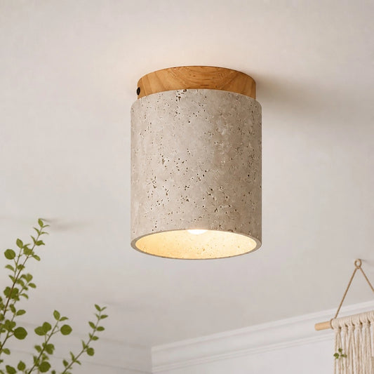 Letícia Modern Travertine Wood Ceiling Light
