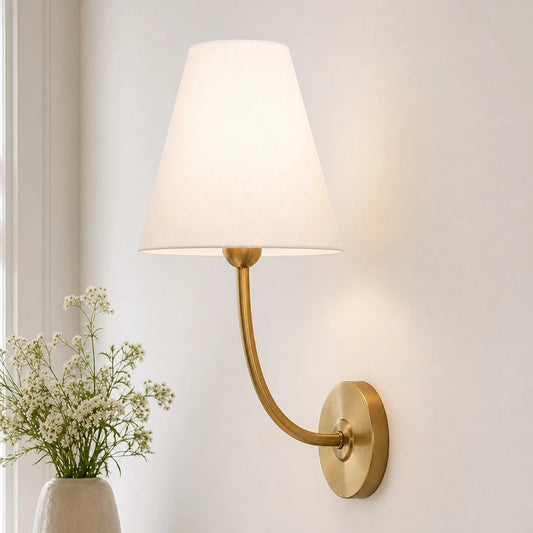 Slanina Industrial White Linen Rechargeable Wall Sconce